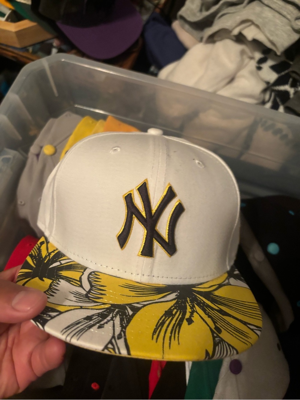 New Era New York Yankees Floral Brim Fitted Hat White Yellow Black Size 7  White